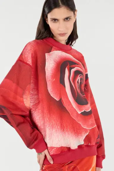 Roberto Cavalli Sweatshirt With Maxi-Rose Print | Thumbnail 5