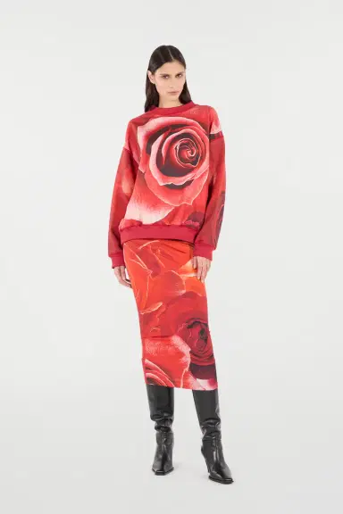 Roberto Cavalli Sweatshirt With Maxi-Rose Print | Thumbnail 7