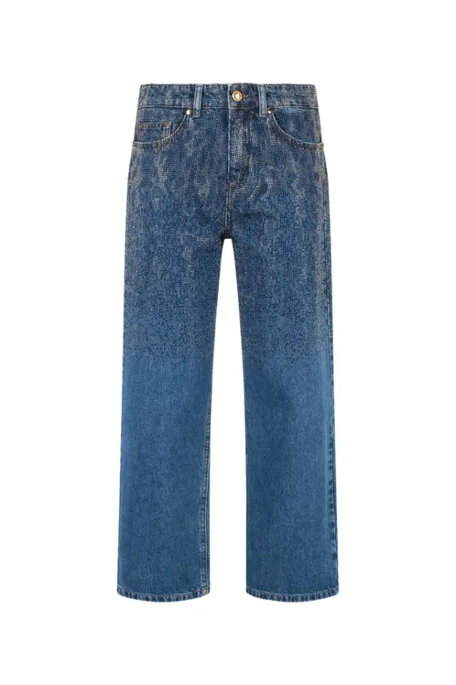 Roberto Cavalli Denim Culotte Jeans With Rhinestones