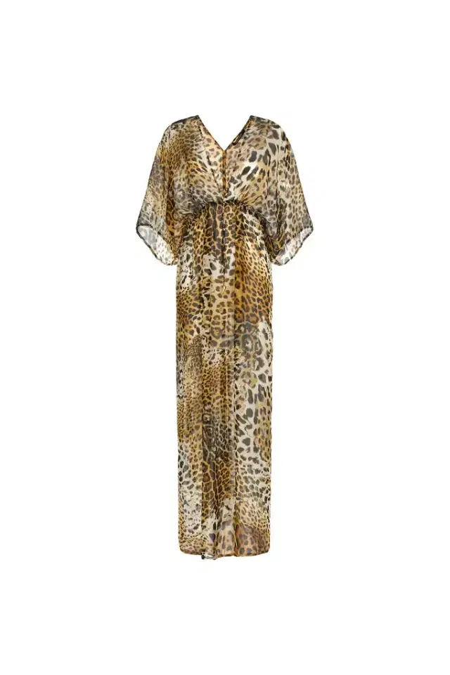 Roberto Cavalli Long kaftan with Jaguar Skin print