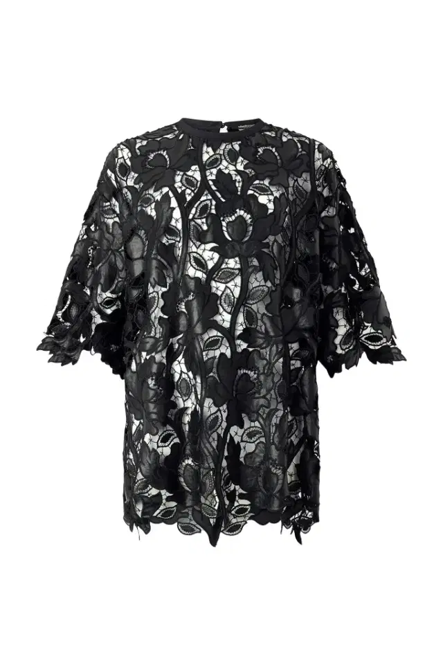 Roberto Cavalli Lace Top With Floral Macramé
