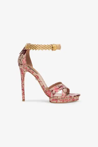 Roberto Cavalli Roar Burgundy Laminated Leather Sandal | Thumbnail 2 Roberto Cavalli Roar Burgundy Laminated Leather Sandal | Thumbnail 2