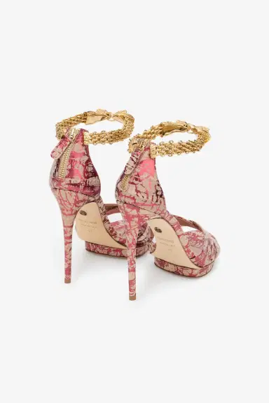Roberto Cavalli Roar Burgundy Laminated Leather Sandal | Thumbnail 3 Roberto Cavalli Roar Burgundy Laminated Leather Sandal | Thumbnail 3