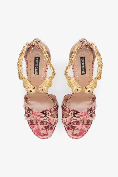 Roberto Cavalli Roar Burgundy Laminated Leather Sandal | Thumbnail 4 Roberto Cavalli Roar Burgundy Laminated Leather Sandal | Thumbnail 4