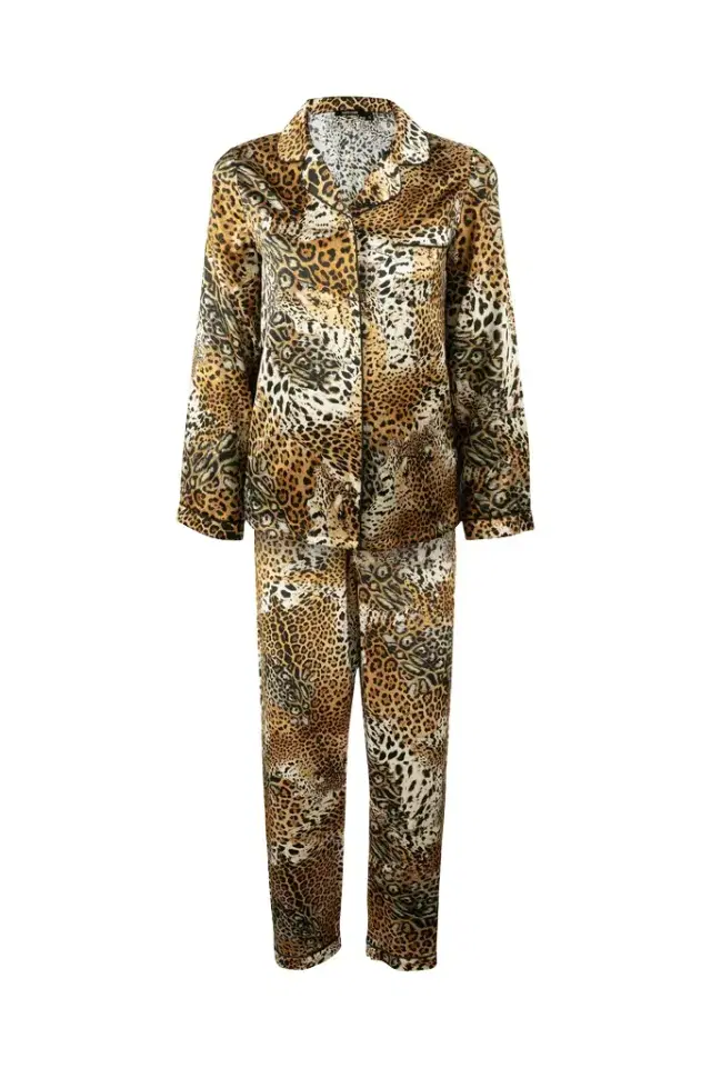 Roberto Cavalli Women’s Silk Pajamas with Jaguar Skin Print