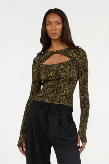 Roberto Cavalli Leopard Skin Print Top with Cut-Out | Thumbnail 2