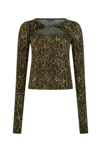Roberto Cavalli Leopard Skin Print Top with Cut-Out | Thumbnail 1