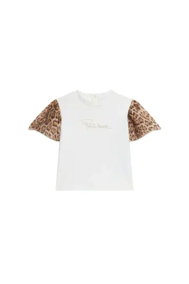 Roberto Cavalli T-shirt with leopard print sleeves | Thumbnail 1