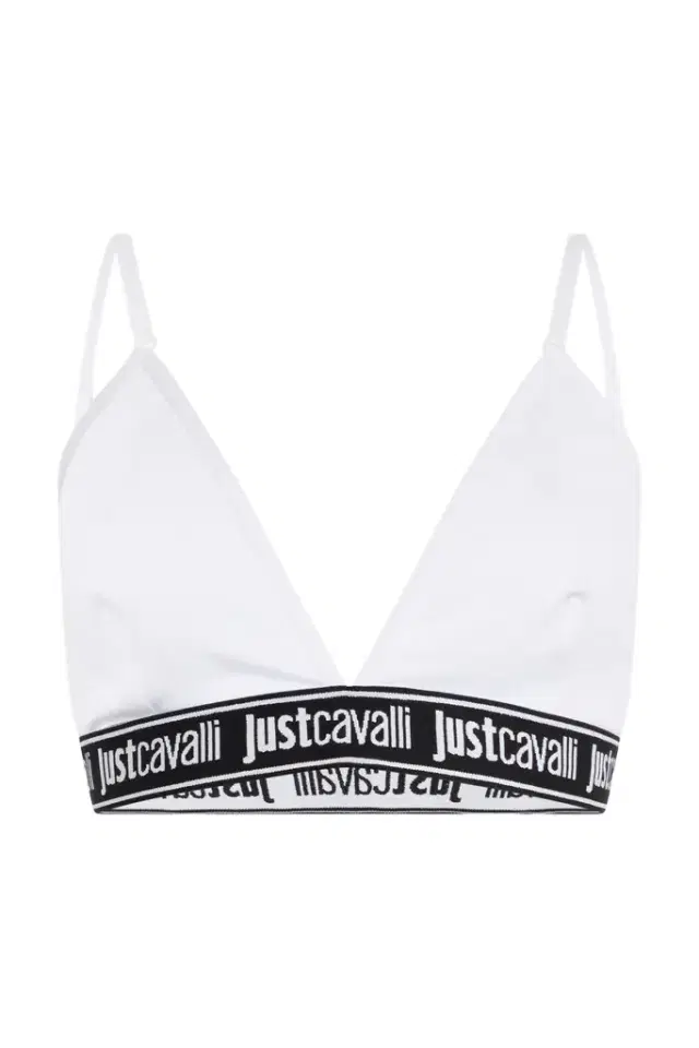 Roberto Cavalli White Triangle Bra Logo Band