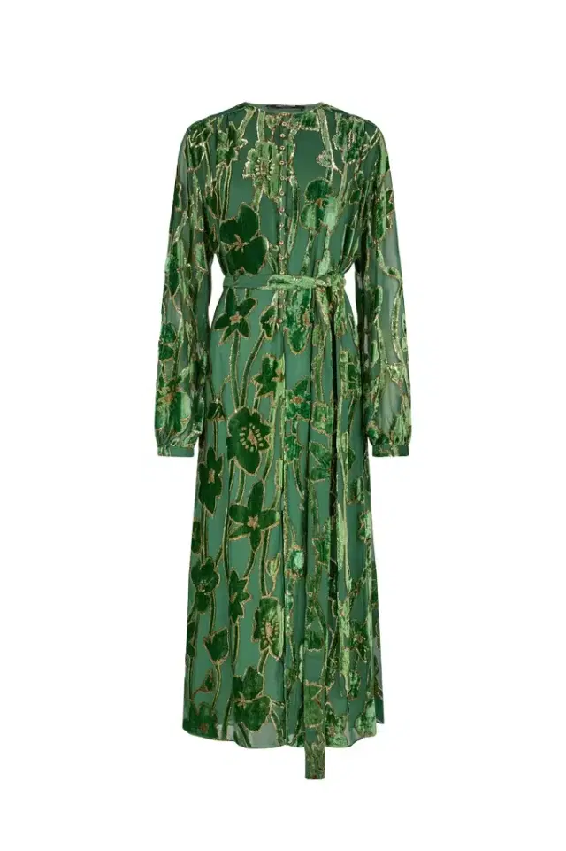 Roberto Cavalli Green Velvet Devoré Midi Dress