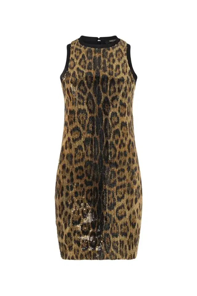 Sequin Mini Dress with Animal Print