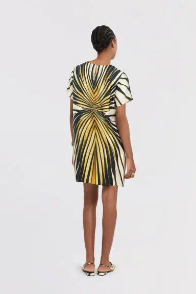 Roberto Cavalli Ray Of Gold Print Silk Mini Dress | Thumbnail 3 Roberto Cavalli Ray Of Gold Print Silk Mini Dress | Thumbnail 3