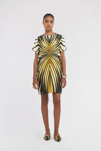 Roberto Cavalli Ray Of Gold Print Silk Mini Dress | Thumbnail 5 Roberto Cavalli Ray Of Gold Print Silk Mini Dress | Thumbnail 5