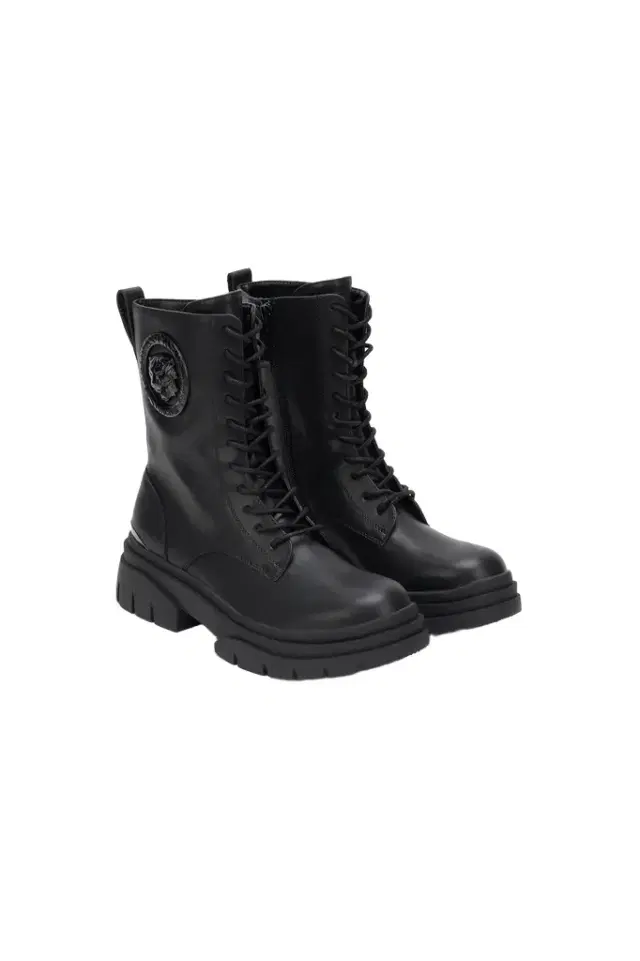 Roberto Cavalli Black Combat Boots With Logo