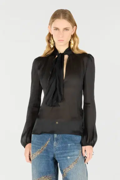 Roberto Cavalli Shirt With Bow And Cutout | Thumbnail 2 Roberto Cavalli Shirt With Bow And Cutout | Thumbnail 2