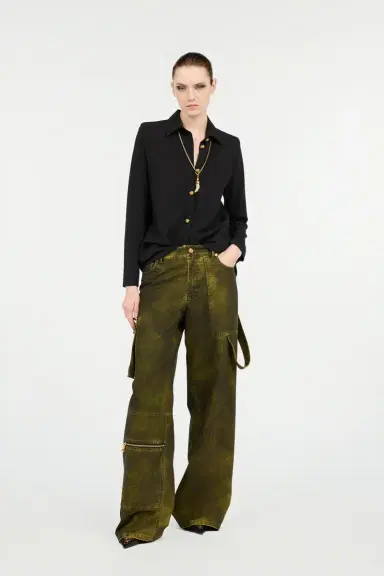 Roberto Cavalli Long Black Wool-Blend Shirt | Thumbnail 7