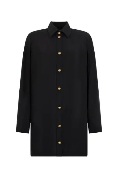 Roberto Cavalli Long Black Wool-Blend Shirt | Thumbnail 1