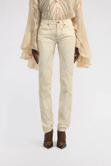 Roberto Cavalli Ray Of Gold Print Skinny Cotton Trousers | Thumbnail 2