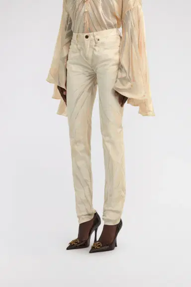 Roberto Cavalli Ray Of Gold Print Skinny Cotton Trousers | Thumbnail 4