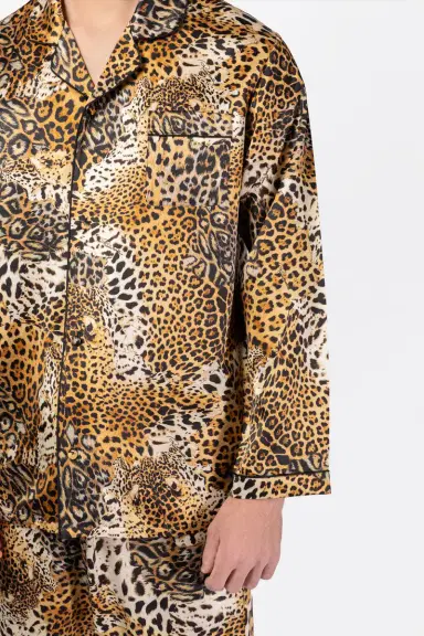 Roberto Cavalli Men’s Silk Pajamas with Jaguar Skin Print | Thumbnail 3 Roberto Cavalli Men’s Silk Pajamas with Jaguar Skin Print | Thumbnail 3