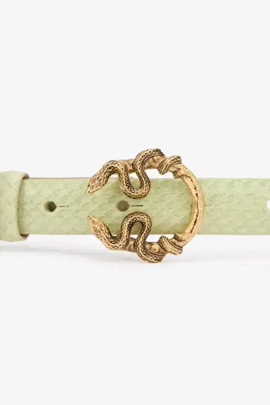 Roberto Cavalli Light Green Leather Belt With Snake Buckle | Thumbnail 4 Roberto Cavalli Light Green Leather Belt With Snake Buckle | Thumbnail 4
