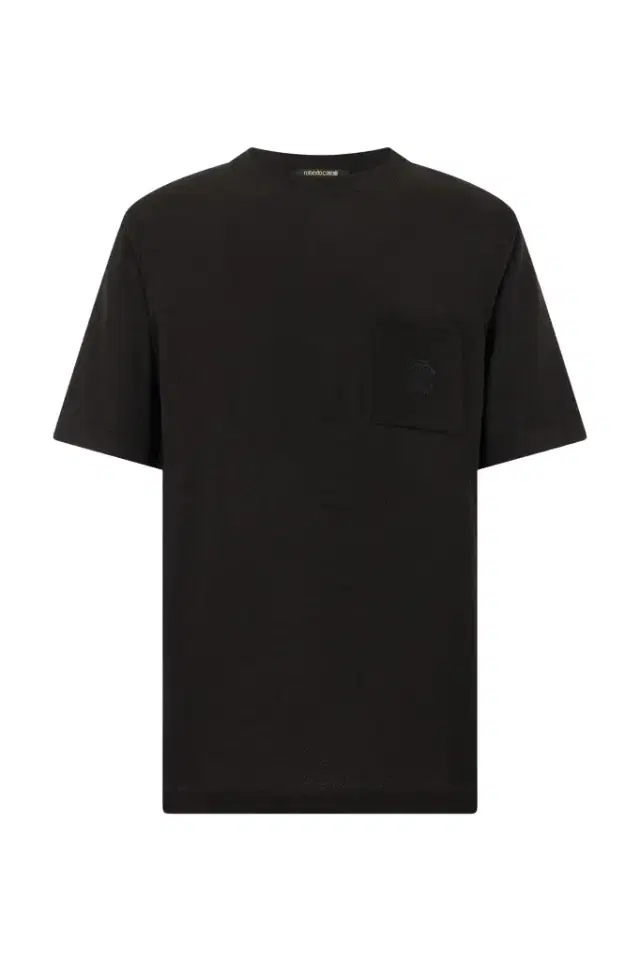 Roberto Cavalli Black Knit T-Shirt with Monogram RC
