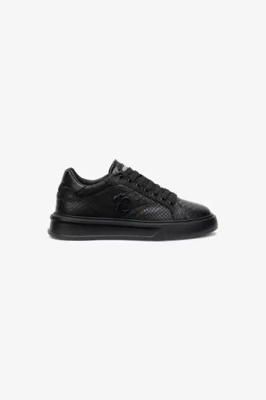 Roberto Cavalli Black Snake-Embossed Sneaker With Monogram RC | Thumbnail 2