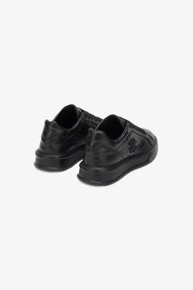 Roberto Cavalli Black Snake-Embossed Sneaker With Monogram RC | Thumbnail 3