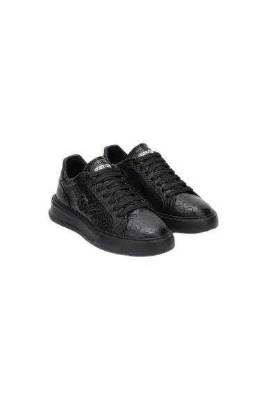 Roberto Cavalli Black Snake-Embossed Sneaker With Monogram RC | Thumbnail 1