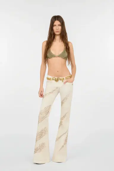Roberto Cavalli Ribbed Black and Gold Bralette with Serpents | Thumbnail 7