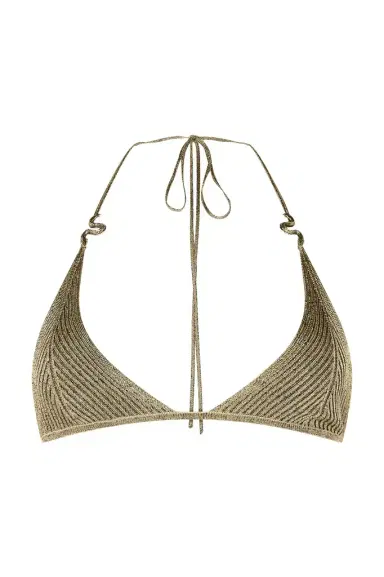 Roberto Cavalli Ribbed Black and Gold Bralette with Serpents | Thumbnail 1