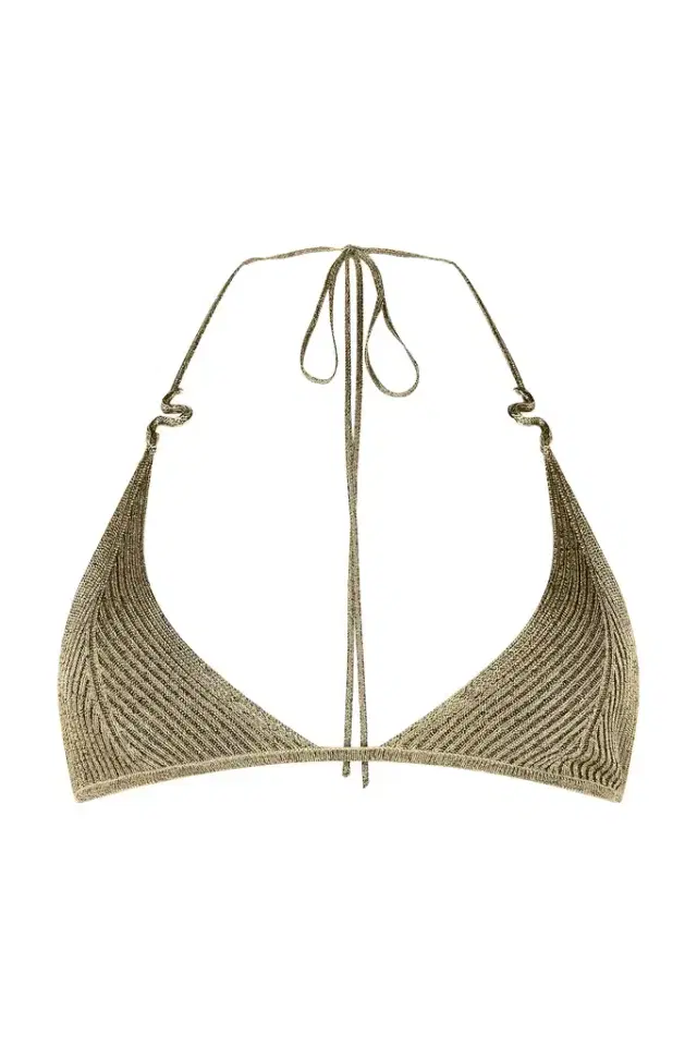 Ribbed Black and Gold Bralette with Serpents