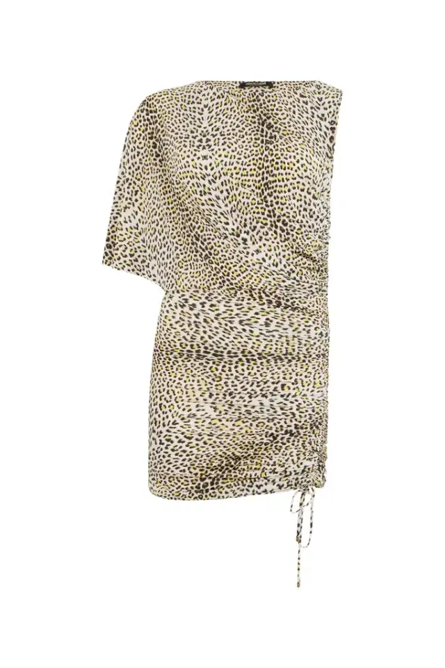 Roberto Cavalli Asymmetric Dress with Pop Jaguar Print