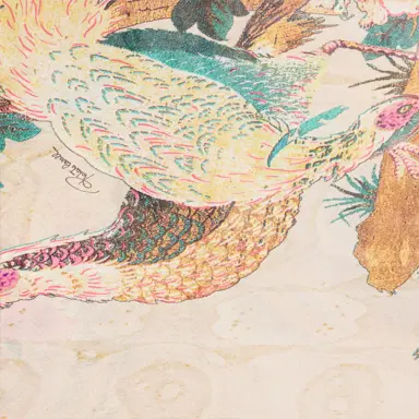Roberto Cavalli Extra-Long Silk Dress With Oriental Bird Print | Thumbnail 4 Roberto Cavalli Extra-Long Silk Dress With Oriental Bird Print | Thumbnail 4