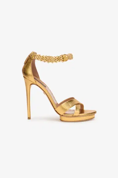 Roberto Cavalli Roar Gold Leather Sandals | Thumbnail 2 Roberto Cavalli Roar Gold Leather Sandals | Thumbnail 2
