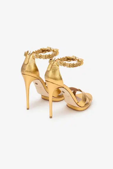 Roberto Cavalli Roar Gold Leather Sandals | Thumbnail 3 Roberto Cavalli Roar Gold Leather Sandals | Thumbnail 3
