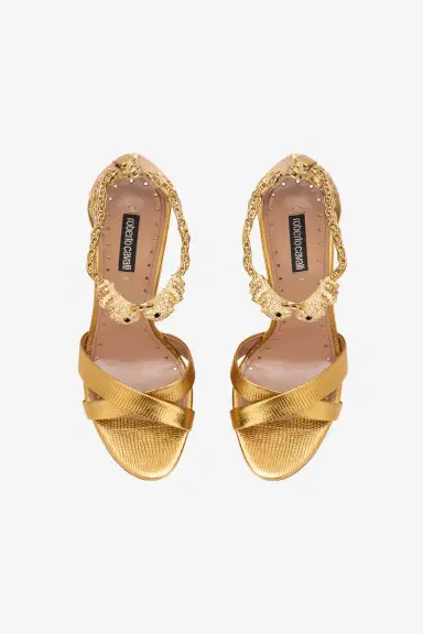 Roberto Cavalli Roar Gold Leather Sandals | Thumbnail 4 Roberto Cavalli Roar Gold Leather Sandals | Thumbnail 4