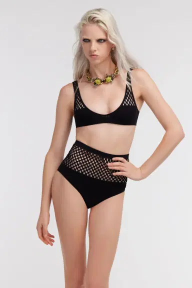 Roberto Cavalli Black Mesh High Waist Bikini | Thumbnail 2