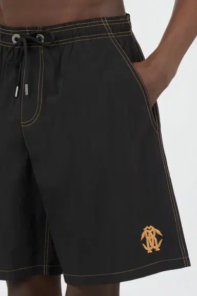 Roberto Cavalli Black Swimsuit Boxer Shorts With Contrast Stitching | Thumbnail 4