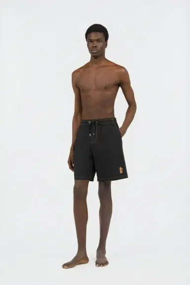 Roberto Cavalli Black Swimsuit Boxer Shorts With Contrast Stitching | Thumbnail 6