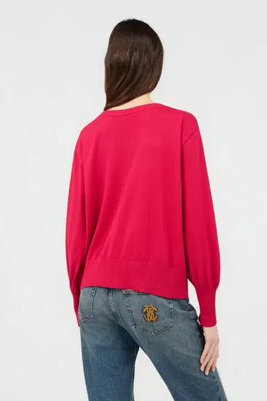 Roberto Cavalli Fuchsia Sweater With Crystal Logo | Thumbnail 3 Roberto Cavalli Fuchsia Sweater With Crystal Logo | Thumbnail 3