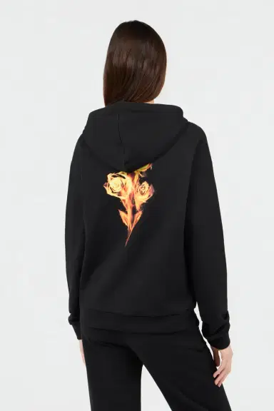 Roberto Cavalli Flaming Rose Print Sweatshirt Hoodie | Thumbnail 3 Roberto Cavalli Flaming Rose Print Sweatshirt Hoodie | Thumbnail 3