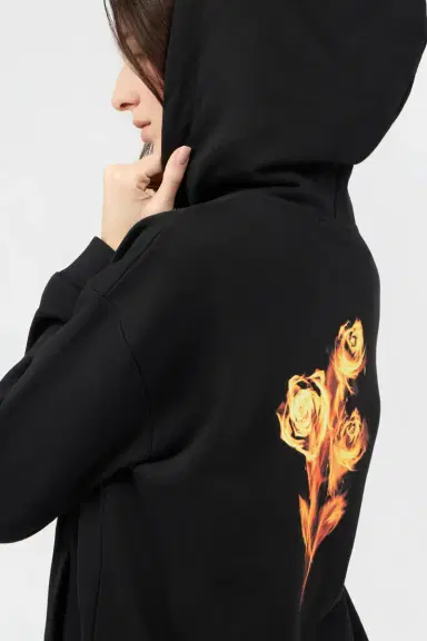 Roberto Cavalli Flaming Rose Print Sweatshirt Hoodie | Thumbnail 5 Roberto Cavalli Flaming Rose Print Sweatshirt Hoodie | Thumbnail 5