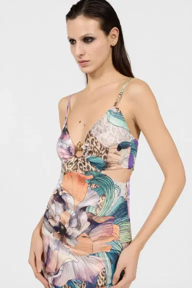 Roberto Cavalli Flower Multicolor Print Dress | Thumbnail 4 Roberto Cavalli Flower Multicolor Print Dress | Thumbnail 4