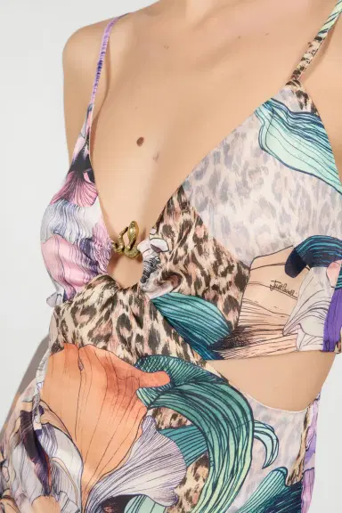 Roberto Cavalli Flower Multicolor Print Dress | Thumbnail 5 Roberto Cavalli Flower Multicolor Print Dress | Thumbnail 5