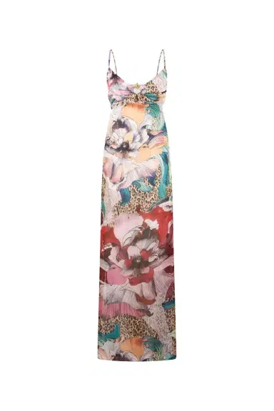 Roberto Cavalli Flower Multicolor Print Dress | Thumbnail 1 Roberto Cavalli Flower Multicolor Print Dress | Thumbnail 1