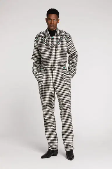 Roberto Cavalli Gingham Straight-Leg Tailored Trousers | Thumbnail 2 Roberto Cavalli Gingham Straight-Leg Tailored Trousers | Thumbnail 2