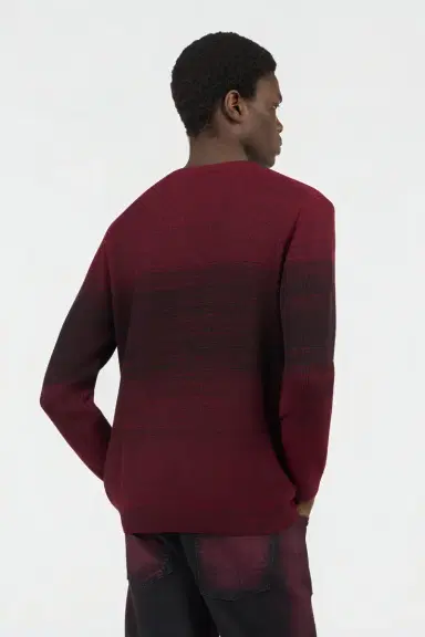 Roberto Cavalli Burgundy Dégradé Cotton Sweater | Thumbnail 3 Roberto Cavalli Burgundy Dégradé Cotton Sweater | Thumbnail 3
