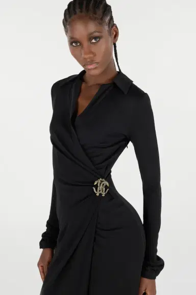 Roberto Cavalli Midi Dress With Mirror Snake Monogram | Thumbnail 4