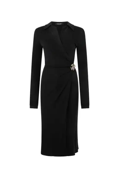 Roberto Cavalli Midi Dress With Mirror Snake Monogram | Thumbnail 1